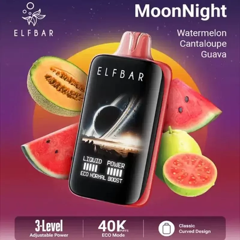 Elf Bar Moon Night 40000 – 40K Puffs 850mAh 2-level Adjustable Airflow Disposable Vape - 40000 puffs; Vape Product; Blue Razz Ice, Cherry Watermelon - Image 2