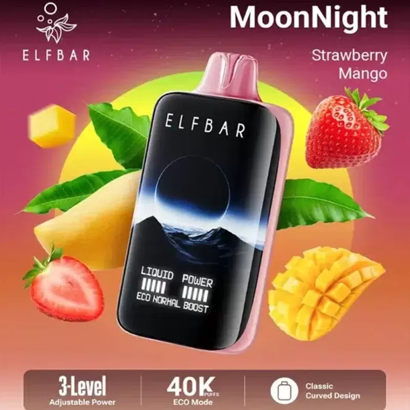Elf Bar Moon Night 40000 – 40K Puffs 850mAh 2-level Adjustable Airflow Disposable Vape - 40000 puffs; Vape Product; Blue Razz Ice, Cherry Watermelon - Image 3