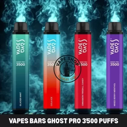 Vapes Bars Ghost Pro 2% nicotine 3500 Puffs Disposable in Dubai UAE - Vape Product, BOX OF 10 PCS; Banana Ice, Blueberry Pomegranate; Vape Product (6E03BB)