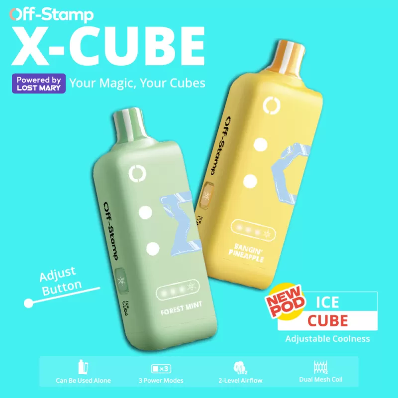 Made in Indonesia | Off-Stamp X-CUBE Ice Cube 25K Disposable POD Powered By LOST MARY – 25000 Puffs - Cool Mint