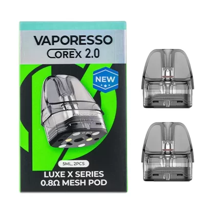 Vaporesso Luxe X Corex 2.0 Mesh Pod - 0.6Ω Mesh Pod, Corex 2.0, 5mL, 2-Pack, 0.8Ω Mesh Pod, Corex 2.0, 5mL, 2-pack