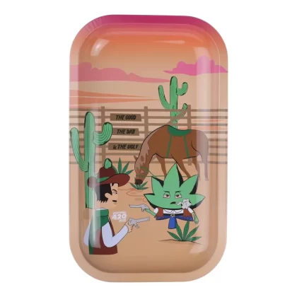 E420 Medium Metal Rolling Tray - Design#Cowboy Spike>Pool Day Spike