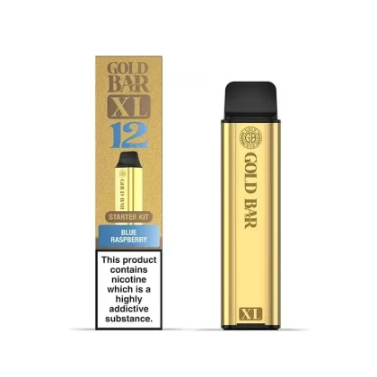 Gold Bar XL Prefilled Pod Kit - Flavour#Blue Raspberry>Banana Ice>Cherry Fizz>Hawaiian Sunrise>Raspberry Watermelon>Apple Peach>Cola Freeze>Lemon Lime>Pineapple Ice>Watermelon Ice>Spearmint>