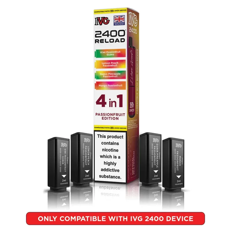 IVG 2400 Reload 4 in 1 Prefilled Pods Passionfruit Edition - Strength#20mg