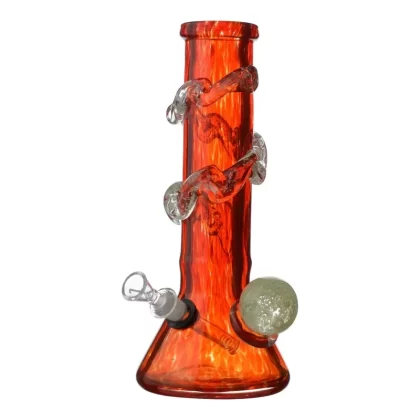 Wide Neck Dappled Tube Beaker Bong – 14in