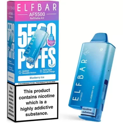 Elf Bar AF5500 Prefilled Pod Kit - Flavour#Blueberry Ice>Blueberry Sour Raspberry>Blue Razz Lemonade>Cherry Ice>Grape>Lemon Lime>Sour Pineapple Ice>Strawberry Ice>Strawberry Raspberry Cherry