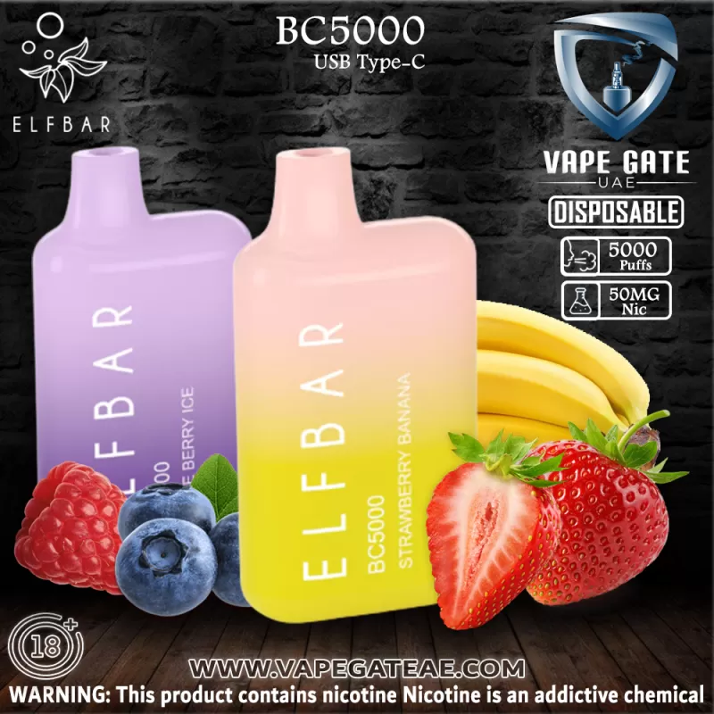 ELF Bar BC5000 Puffs Disposable Pod Device - Strawberry Ice Cream / 20 mg - Image 2