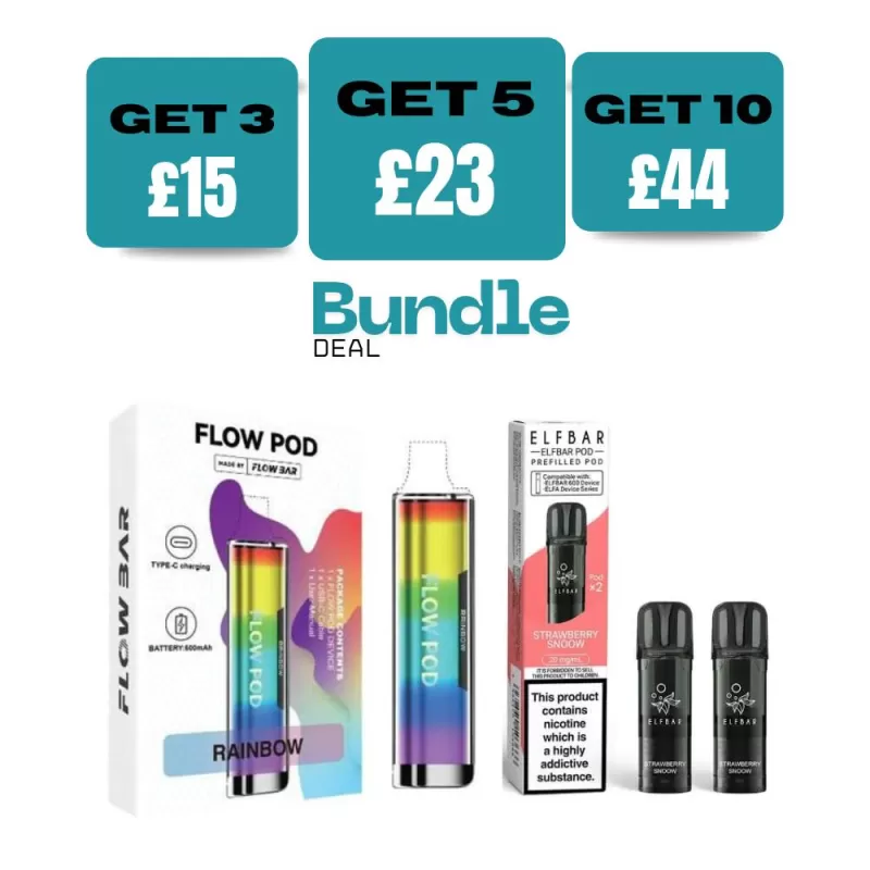 Flow Pod CP600 Pod Kit + Elf Bar 600 Prefilled Pods (Bundle) - Barbie Pink / Mango