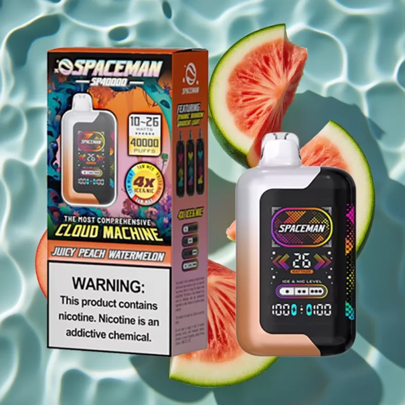 SMOK SPACEMAN SP40000 Zero Nicotine Disposable Vape – Juicy Peach Watermelon, 20mL, 1000mAh, 40K Puffs, Dual Meshed Coil, 4 Ice Levels - Bangvapeaustralia - Image 2