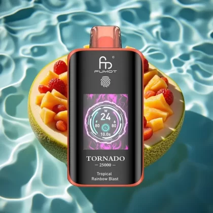 Fumot Tornado 25000 Puffs Disposable Vape with HD Screen, 700mAh Battery & Type-C Charging – Tropical Rainbow Blast - Bangvapeaustralia