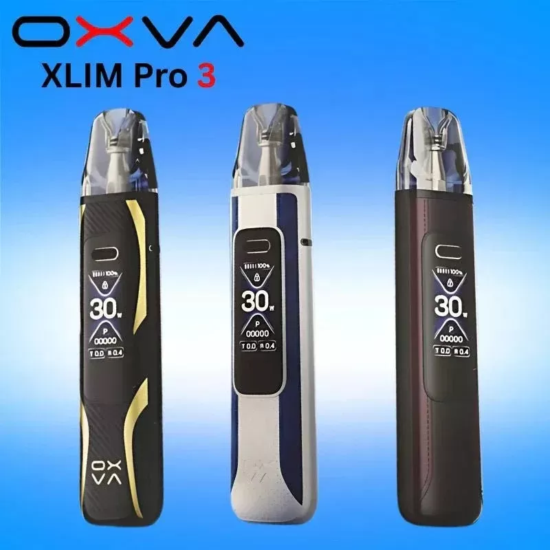 Oxva Xlim Pro 3 Pod Vape Kit - Colour#Black Carbon>Black Leather>Brown Leather>Pink Silk>Pro Carbon>Purple Silk>Race Red>Sky Blue>Titanium Silk