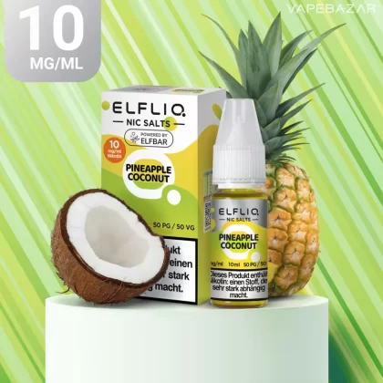Elfliq Nikotinsalz Liquid – Pineapple Coconut 10mg/ml Nikotin - ELFLIQ by elfbar / Glycerin, Propylenglykol, Aroma, Nikotinsalz, Ethylbutyrat / Ananas / Kokosnuss / 10mg/ml