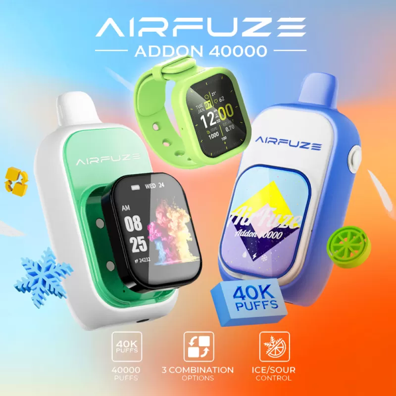 AIRFUZE Addon 40K Disposable Device - 40000 Puffs - Addon w/ Art Patch (10% Chance to Win Smartwatch) / Blue Razz Ice (Ice Control) - Image 3