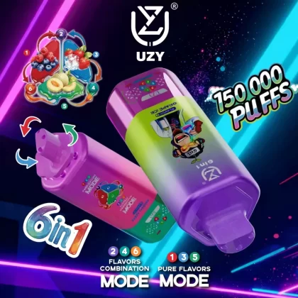 UZY 6 IN 1 150000 – 150K Puffs 0%/2%/3%/5% Nicotine 64ml Disposable Vape Wholesale Price - Flamevape