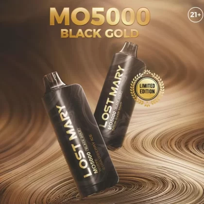 Lost Mary MO5000 Black & Gold Limited Edition Disposable Device – 5000 Puffs - Sour Gami Mint