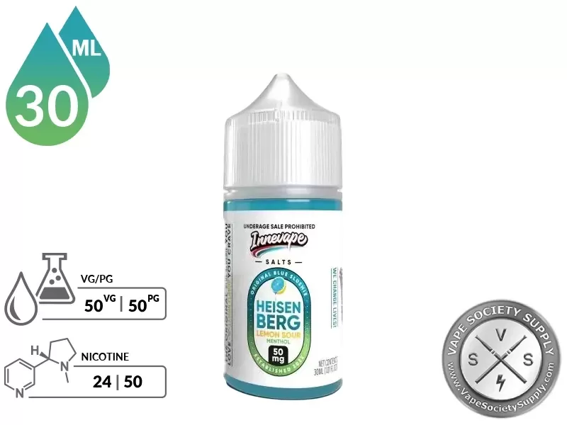 Heisenberg Lemon Sour Menthol Innevape Salts 30ml - Vape Product, Vape Product - Image 2