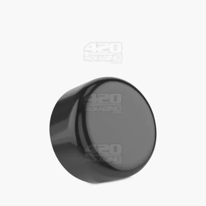 Child Resistant | Dome Push Down & Turn Plastic Caps w/ Foam Liner | 53mm – Glossy Black – 80 Count