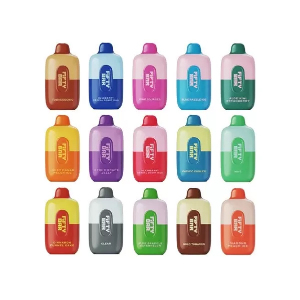 Fifty Bar 6500 Disposable Vape - Aloe Kiwi Strawberry, Vanilla Custard