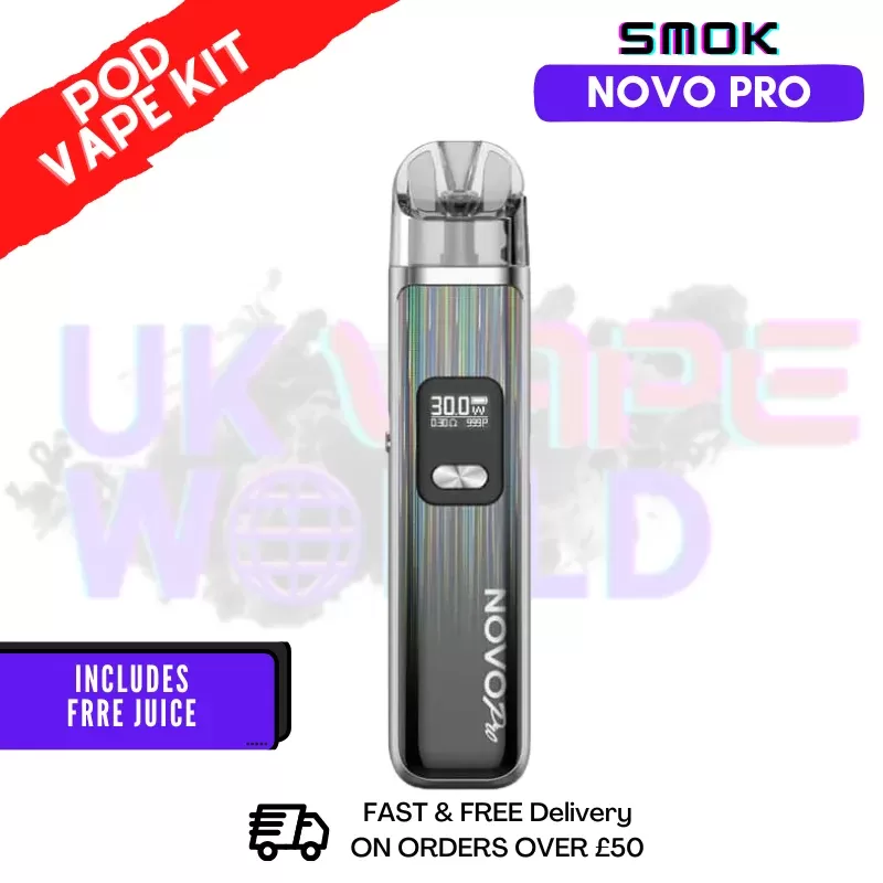 Silver Black Smok Novo Pro Pod Kit + Free Nic Salt
