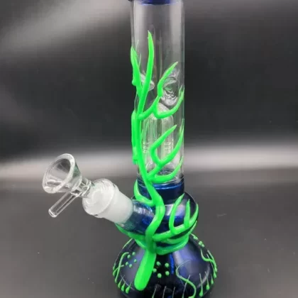 Small GoG Glow in the Dark Neon Beaker Water Pipe with Tree Perc