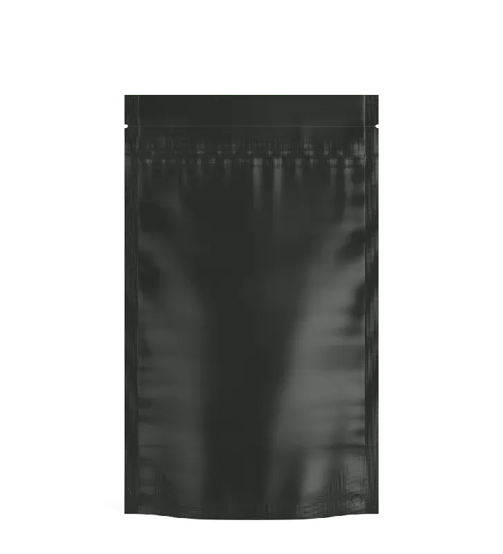 Tamper Evident | Matte Black Vista Mylar Bags (Tear Notch) | 5in x 8.1in – 14g – 1000 Count