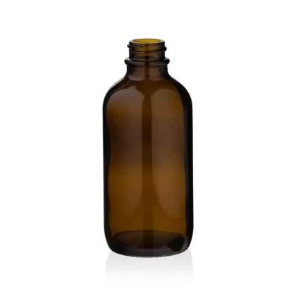 Glass Bottle | Amber Boston Round | 4oz – 22/400 – 128 Count