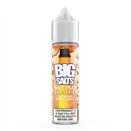 Big Salts Caramel Popcorn – 60ml Salt Fills E Liquid - 5mg Nic Strength Including 3 x Blue Salt Shots, 10mg Nic Strength Including 3 x Pink Salt Shots