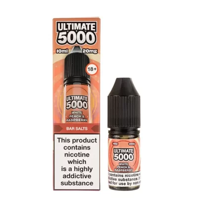 White Peach Raspberry Nic Salt E-Liquid by Ultimate 5000 Bar Salt - 5mg