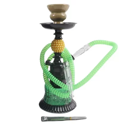 11″ Hookah Single Hose – Golden Pearl Shape – Green - Ecigdepot