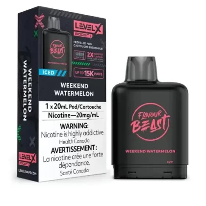 Level X Flavour Beast BOOST Pod 20mL – Weekend Watermelon Iced – 15K Puffs