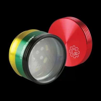 Pulsar 2.2″ Clear Bottom Rasta 4-Piece Grinder