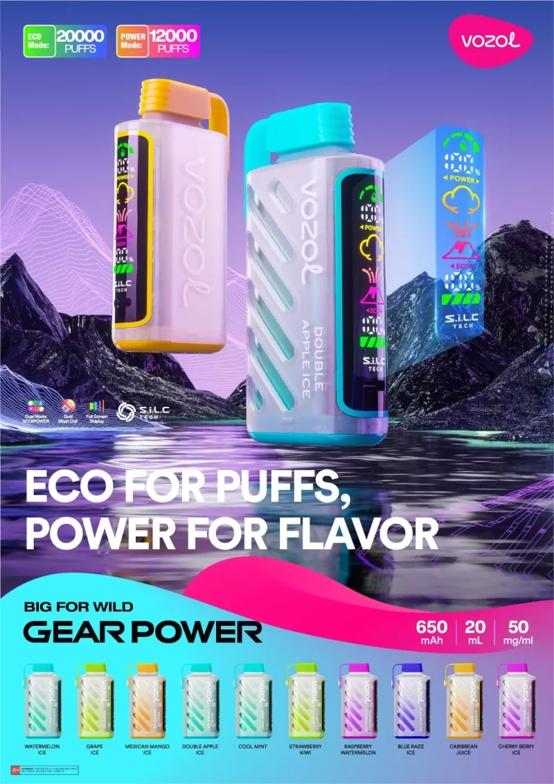 VOZOL Gear Power 20000 Rechargeable Disposable Kit (LED Display) - WATERMELON ICE - Image 2