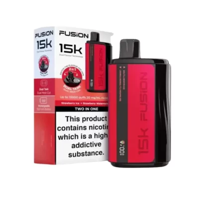 Ivg Fusion 2 in 1 Disposable Vape – Strawberry Ice + Strawberry Watermelon 20mg (15000Puffs)