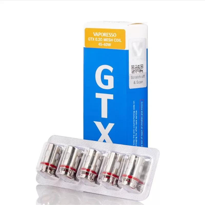 Vaporesso GTX Replacement Coils For Target PM80, Target PM80 SE, Target PM30, GTX One (5pcs/pack) - Resistance#GTX 0.2ohm Mesh Coil>GTX 0.3ohm Mesh Coil>GTX 0.4ohm Mesh Coil>GTX-3 0.8ohm Mes
