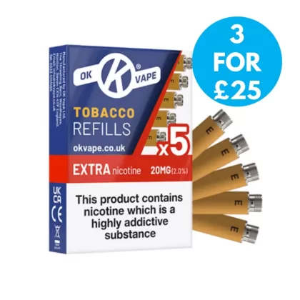 OK Vape Refill Pack 18MG (5 Per Pack) - Menthol, Tobacco; Vape Product