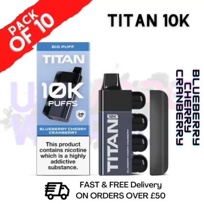 Blueberry Cherry Cranberry – Titan 10K Prefilled Vape Kit Pack Of 10