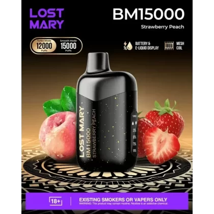 Lost Mary BM15000 Disposable Vape – 15,000 Puffs (2%) - flavors#Blueberry Ice>Cola Ice>Double Mango>Grape Ice>Lemon Tea>Lychee Funta>Mango Peach Watermelon>Miami Mint>Peach Ice>Strawberry Ic
