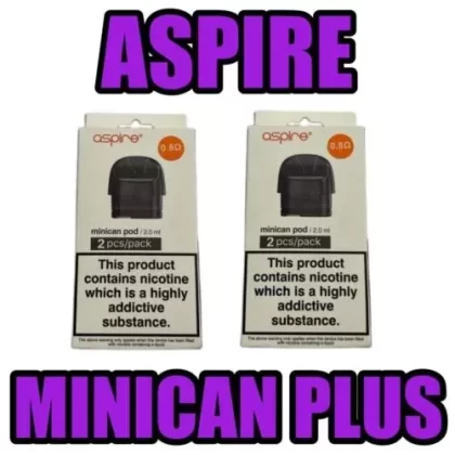 ASPIRE MINICAN PLUS PODS, Replacement Vape Pods, 2pk, 2ml, 0.8Ω Mesh - Vape Store