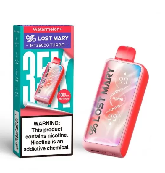 Lost Mary MT35000 Turbo Rechargeable Disposable Vape (35,000 Puffs) - 20 mg / Watermelon Bubblegum - Image 2