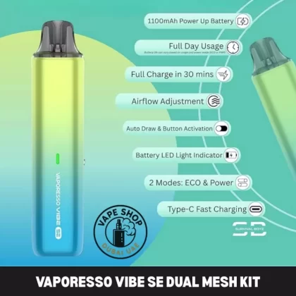 VAPORESSO Vibe SE Dual Mesh Kit In Dubai - Black, Blue (2566BA)