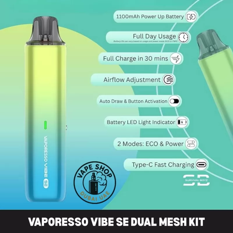 VAPORESSO Vibe SE Dual Mesh Kit In Dubai - Black, Blue (2566BA)