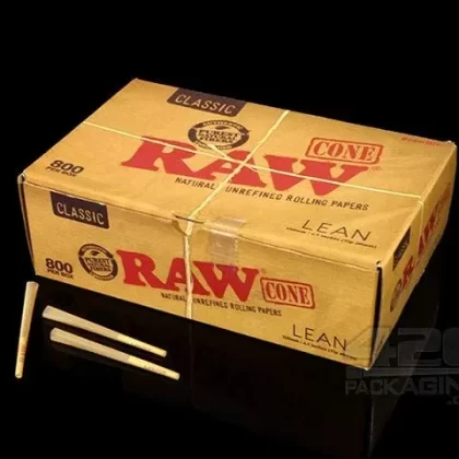 RAW 109mm Lean Unbleached Pre Rolled Cones 800/Box
