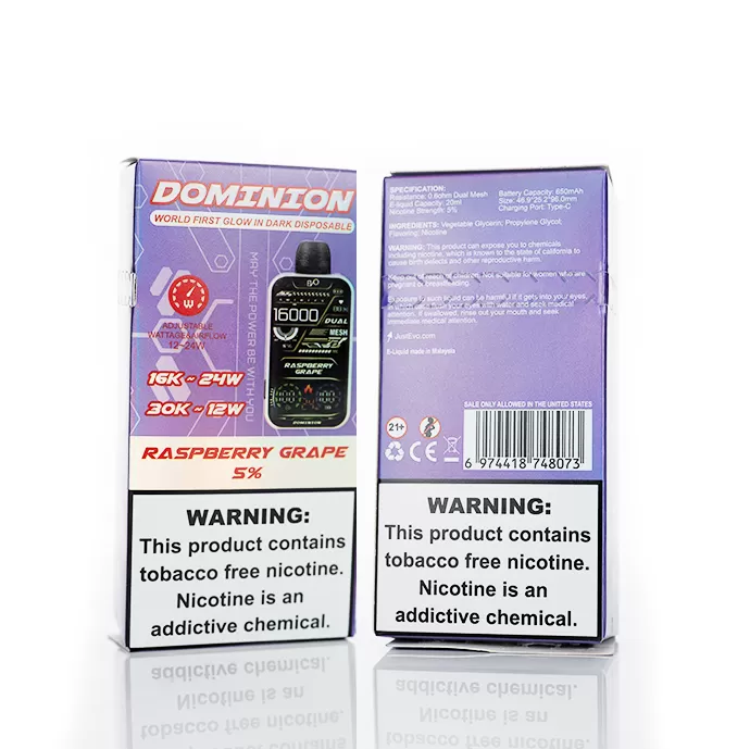 EVO Dominion 16K Puffs Disposable Vape - 25mL - Raspberry Grape - Image 3