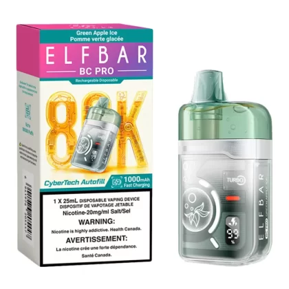 Elf Bar BC Pro 80K Disposable Vape Device - Green Apple Ice 25ml - 20mg/ml