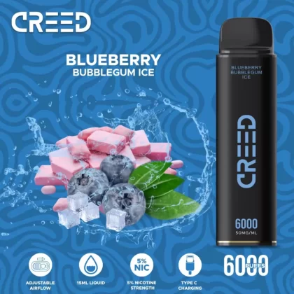 Creed Disposable Vape – Blueberry Bubblegum Ice 6000 Puffs - Vape Product