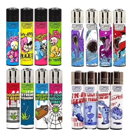 CLIPPER Lighters Printed Various Designs Box Of 48 - Leaf Flow