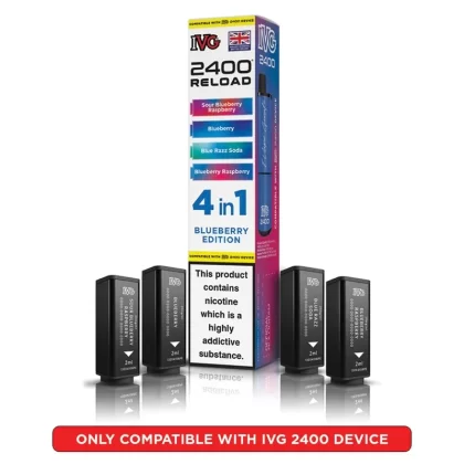 IVG 2400 Reload 4 in 1 Prefilled Pods - Strength#20mg~Flavour#Apple Edition>Banana Edition>Berry Edition>Blackberry Edition>Blackcurrant Edition>Blue Edition>Blueberry Edition>Cherry Edition (61F389)