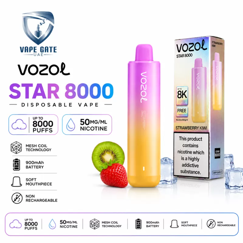 Vozol Star 8000 50mg Disposable Vape – Non-Rechargeable - Image 2