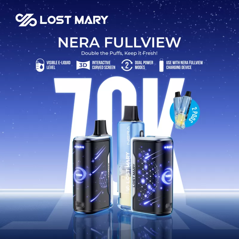Lost Mary NERA FULLVIEW 70K Disposable KIT - 70,000 Puffs - Blue Razz Ice + Blackberry Blueberry 🆕