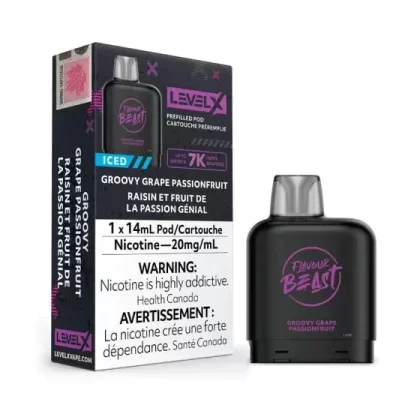 LEVEL X FLAVOUR BEAST PODS – GROOVY GRAPE PASSIONFRUIT ICED